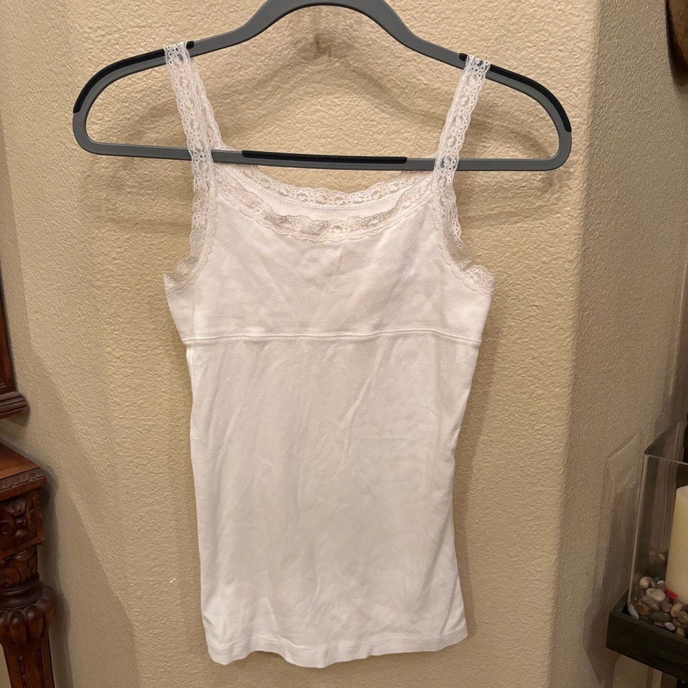 CHEROKEE Girls Teens White Ribbed Lace Trim Camisole Tank Top Size XL(14-16)